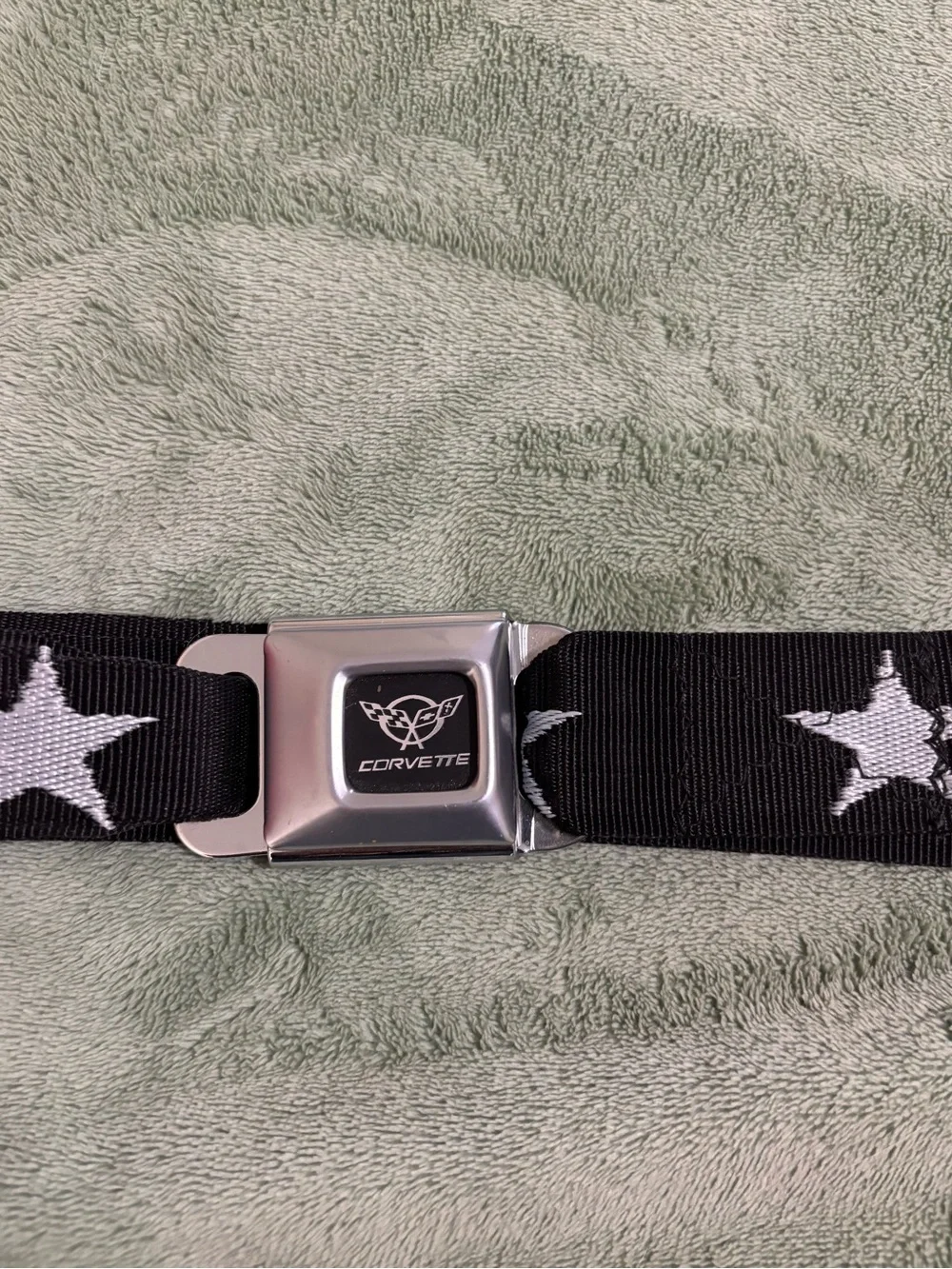 Corvette Black Star Seatbelt-Style Belt - Men's Accessories